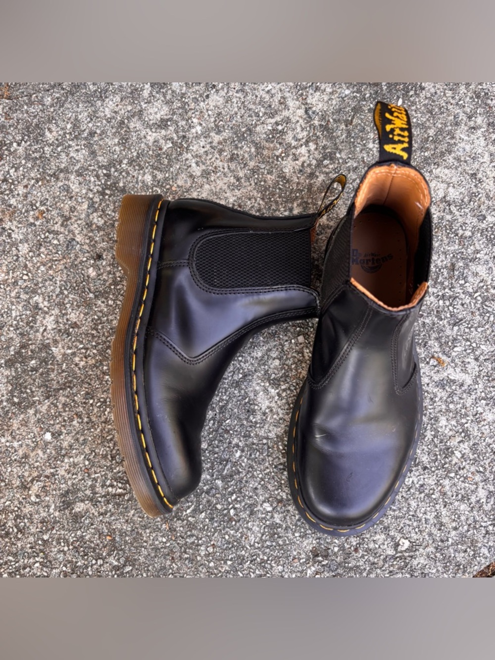 Dr. Martens Black Leather Chukka Boots with Yellow Stitching